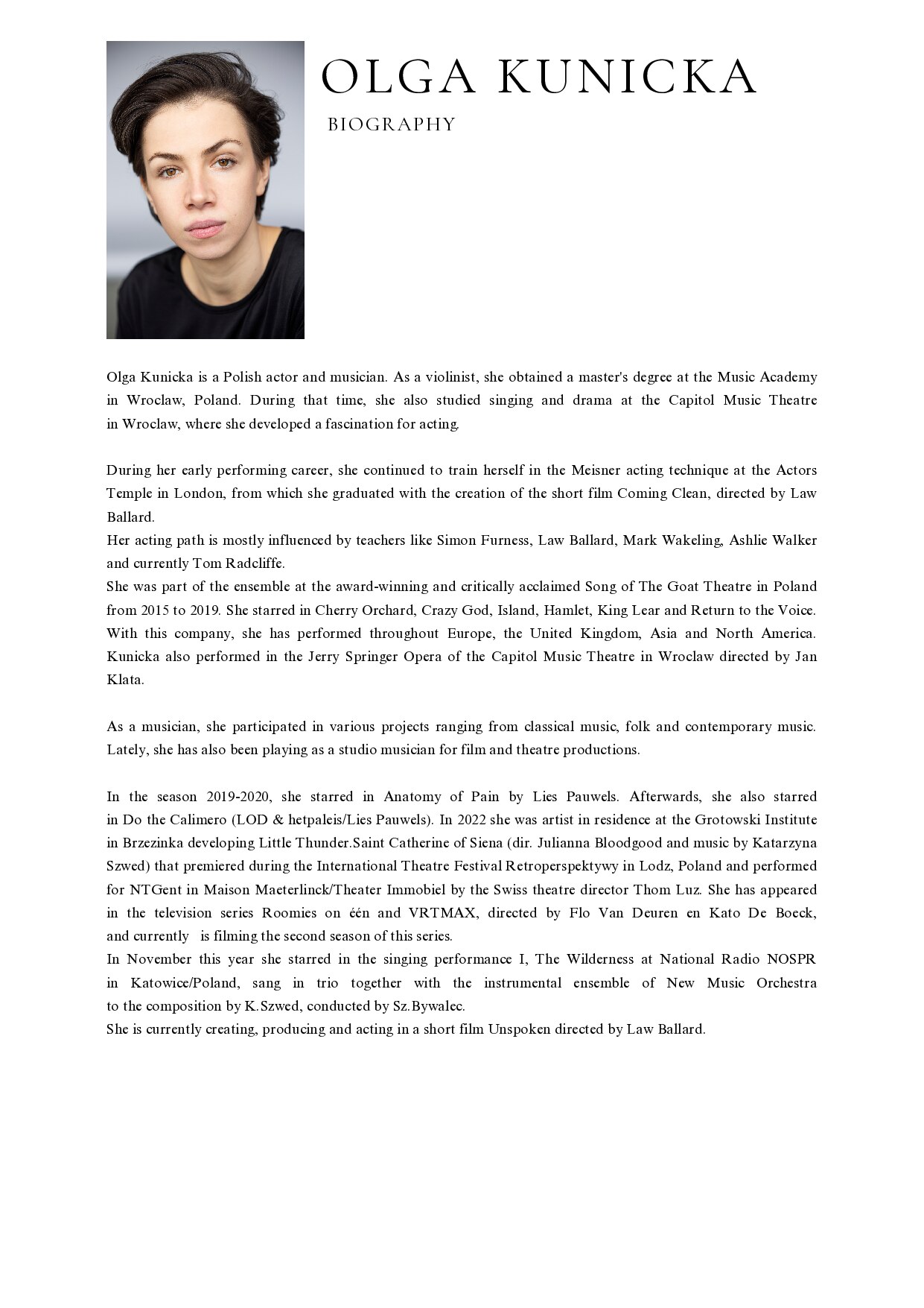 Olga Kunicka — Biography