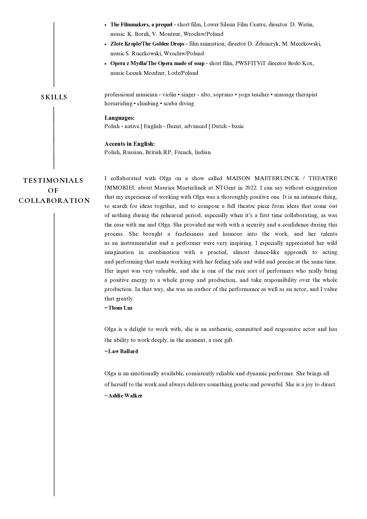 Olga Kunicka — CV page 3